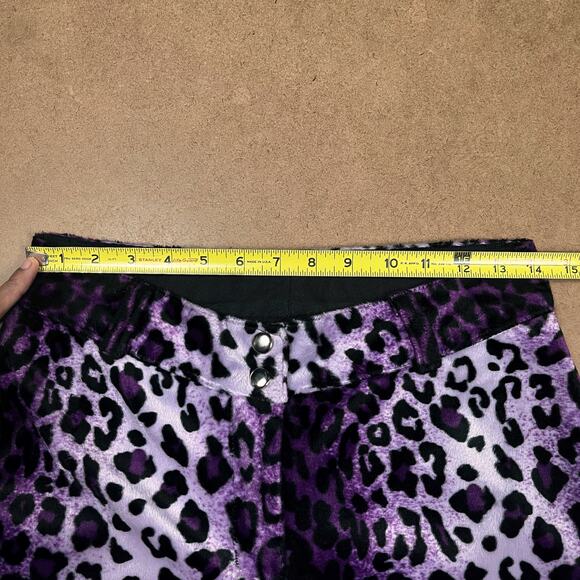 Vintage Lip Service Freaks in Fur Purple Leopard Print Pants Y2K Mall Goth Faux - Picture 9 of 16